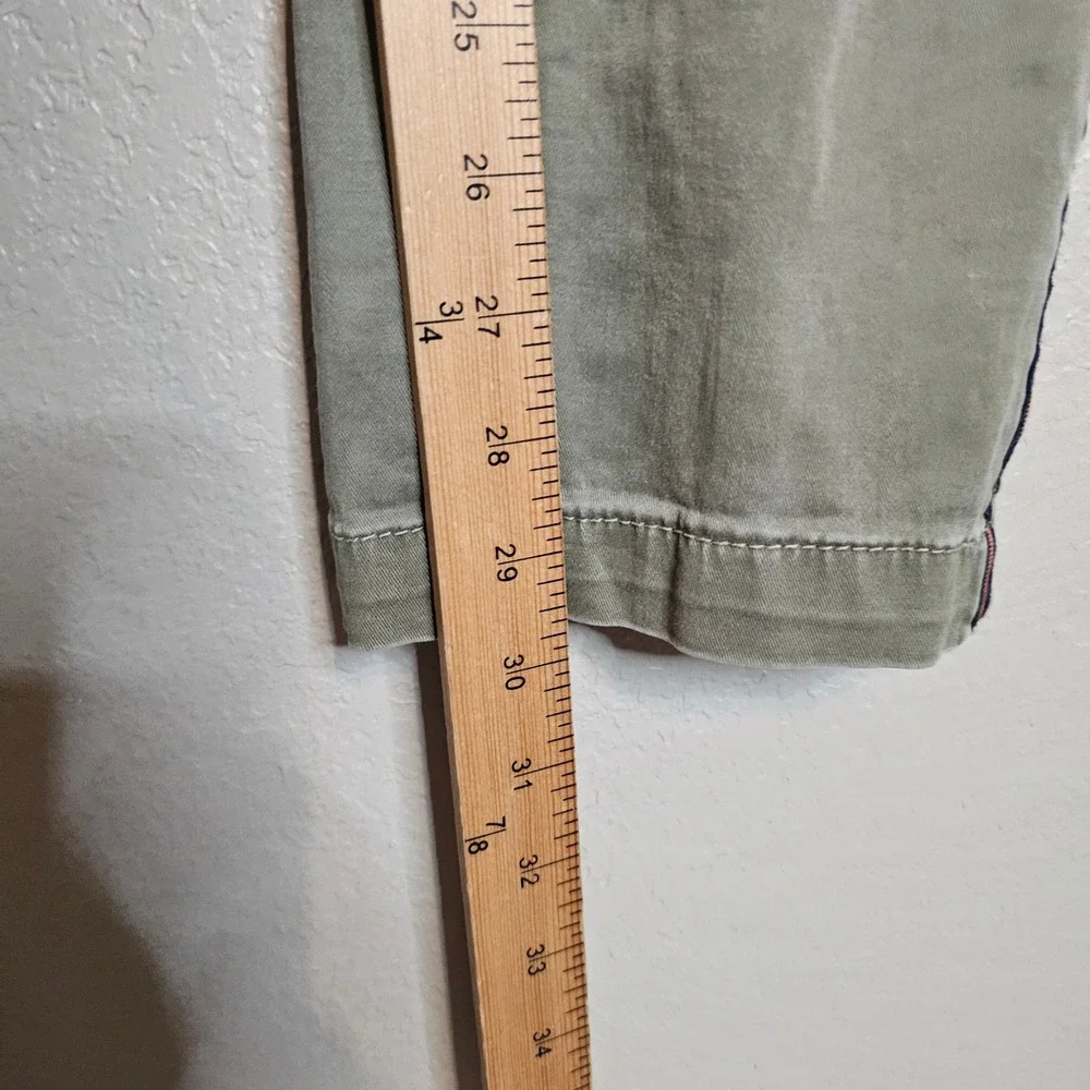 CHINO by Anthropologie Olive Green Relaxed Fit Pants Navy/Orange Side Stripe 30 - Picture 7 of 9